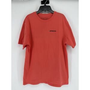 Patagonia P-6 Logo Responsibili-Tee 100% Organic Cotton Salmon Pink Mens Medium